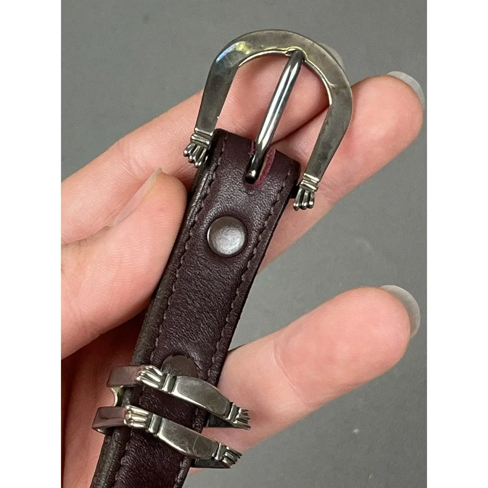 James Reid Santa Fe Sterling Silver 925 Buckle On Leather Brown Belt Size 38